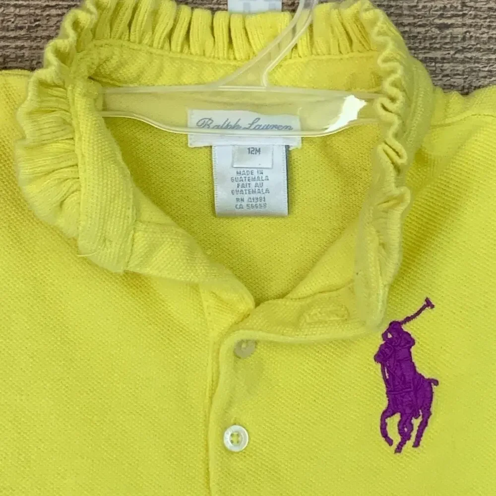 Ralph Lauren Cap Sleeve Ruffle Polo Dress Yellow Size 12m 12 months